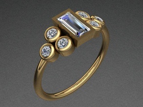 baguette diamond golden ring design jewel jewelry gold diamondring baguettering goldenring 3dmodel 3ddesign 3dprint 3dring luxury rings engagementring weddingring printable tiffany 3d print model - Mito3D