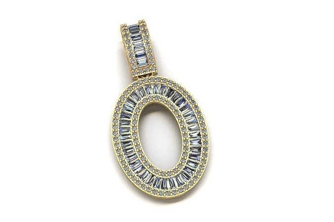 baguette diamond letter necklace 3d printer gold jewelry jewel wedding zbrush necklaces 3D print model - Mito3D