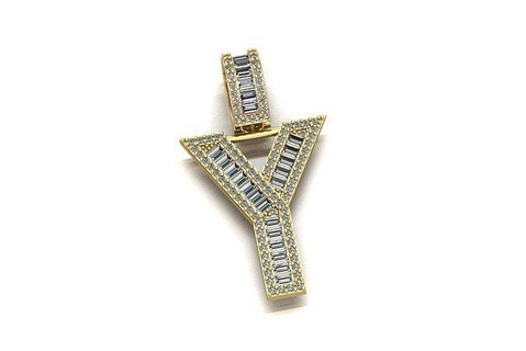 Baget elmas mektup kolye 3d yazıcı mücevher takı düğün kolyeler 3d print model - Mito3D
