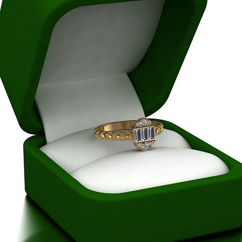 baguete diamante anel joalheria ouro argolas jóia miami ligação Casamento 3D print model - Mito3D
