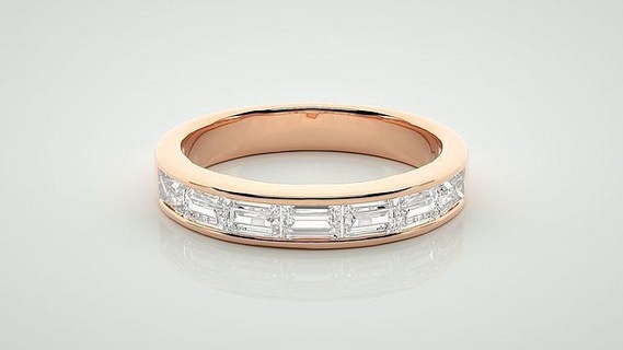 baguette éternité bande diamant bague 3dm stl rendre détail bijoux femme mariage moitié engagement imprimable solitaire 39 anneaux 3d print model - Mito3D