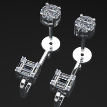 baguete marquise brinco de diamante jóias jóia moderno brincos 3d print model - Mito3D