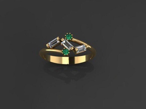 baguete anel joalheria ouro gema luxo moda precioso Casamento diamante brilhante beleza noivado Projeto matriz 3d zbrush argolas 3d print model - Mito3D