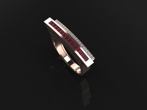 junquillo anillo baguettering joya joyería negocio arte diamante moderno lujo matriz zbrush diseño 3d oro anillos 3d print model - Mito3D