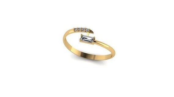 baguette bague Valentin or engagement mariage platine argent imprimable diamant bijoux anneaux 3d print model - Mito3D