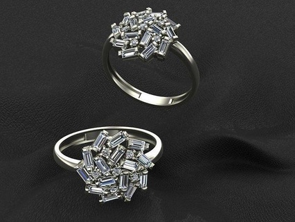Baget yüzük mücevher elmas altın düğün evlilik yüzüğü sevgili parlak takı yüzükler 3d print model - Mito3D