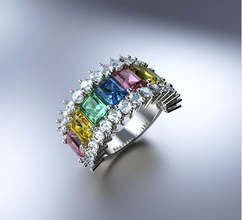 baguette bague 179 diamant or bijoux argent imprimable bijou mariage engagement gemme sterling mode brillant engagem 3d print model - Mito3D