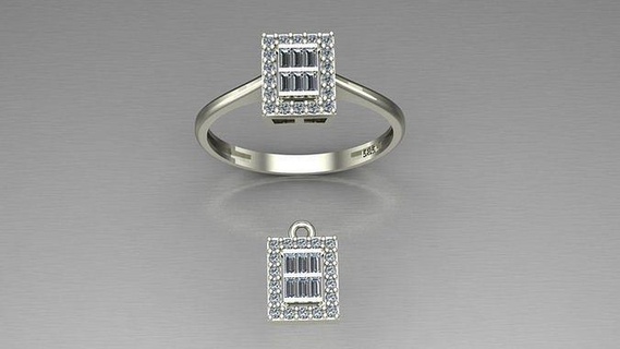 baguette bague Collier belle or argent diamant imprimable bijoux art blanc boucles d'oreilles modèle luxe scanné 3d modèles anneaux 3d print model - Mito3D