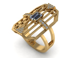 baguette de l'anneau bijoux or joyau jewlry la le diamant pierre pendentifs 3d print model - Mito3D