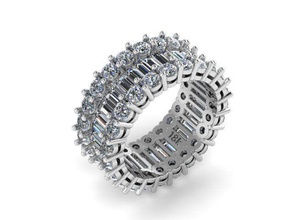 baguete rodada banda de eternidade jóias a diamante o engajamento anel anéis 3d print model - Mito3D