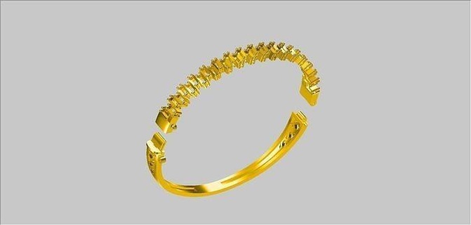Baget taş bilezik altın Sanat tasarım takı moda yüzük parlıyor sterlin sembol gümüş mücevher bilezikler 3d print model - Mito3D