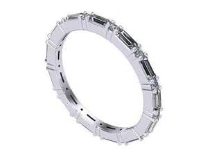 baguette dritto diamante gruppo musicale d'oro argento gioielleria squillare anelli 3d print model - Mito3D