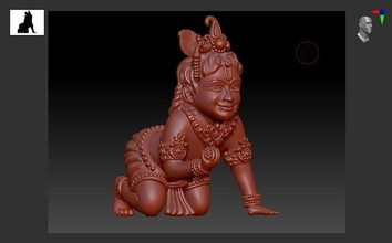 bal Krishna 3d impression modèle Murti laddu gopal Dieu idole statue Indien religion mignonne makhan Chorale flûte mère mor pankh traditionnel art sculptures bijoux 3d print model - Mito3D