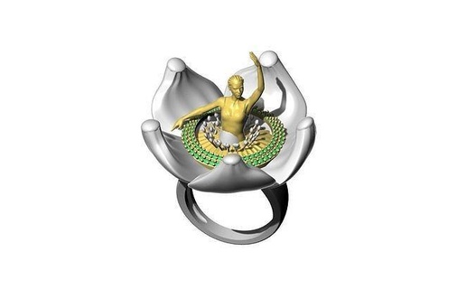 bale dancing girl ring design dance big large rings designs woman jewelry jewellery silver brass casting printable cad cam fashion jewels 3d print model - Mito3D