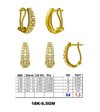 bali0001 jewelry beautiful diamond u shape earring micro setting back lock earrings 3d print model - Mito3D