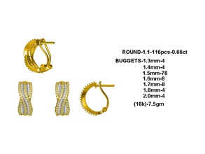 bali000 jewelry beautiful diamond c shape earring micro setting back lock earrings 3d print model - Mito3D