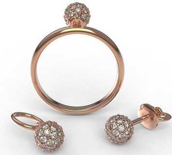 ball earring pendant ring 5mm 6 5 mm gem shining precious jewel platinum jewelry sphere cristal diamond earrings 3d print model - Mito3D
