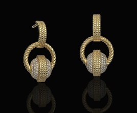 Balle gemmes boucles d'oreilles 3d imprimable stl bijoux boucle d'oreille or argent platine sterling gemme bijou classique femmes filles texture texturé 3d print model - Mito3D