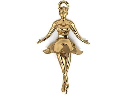 ballerina pendant gold angel jewelry silver jewellery fashion beauty necklace printable diamond 3dprint jewel valentine 3dmodel gem woman girl pendants 3d print model - Mito3D