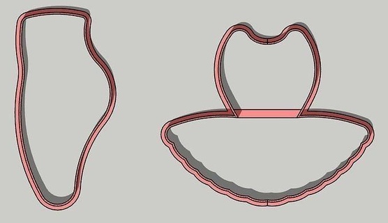 ballet cookie cutter - dress shoes kitchen dance food tool cutting biscuit house dining 3d print model - Mito3D