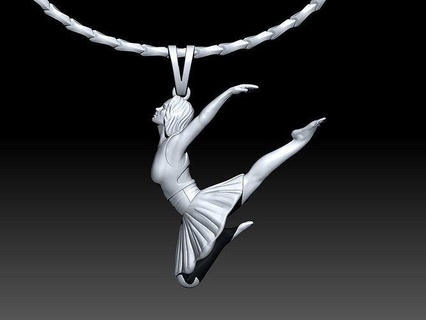 ballet Danse pendentif argent or impression âme ballerine pointe bijoux texture brillant élégant sterling conception art moderne modèle 3d pendentifs 3d print model - Mito3D