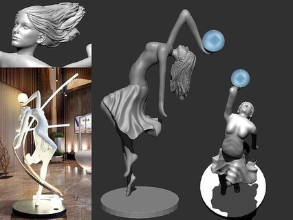 balé menina luminária estátua arte escultura decoração luxo ampla chão lâmpadas pé mulheres villa interior mobília bailarina dançarino casa iluminação 3d print model - Mito3D