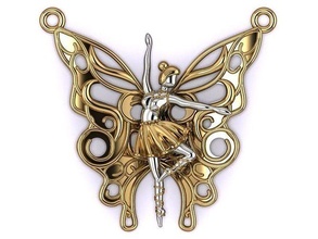 ballet pendant 07 butterfly animal angel modern design golden nature beauty women fashion luxury beautiful steel spa protection classic girl woman necklace jewelry pendants 3d print model - Mito3D