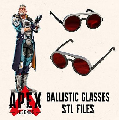 balística gafas sol apéndice leyendas lentes juego blattleroyle balístico cosplay videojuego accesorios apuntalar archivo stl imprimible arte personaje azar campeón supremo moda 3d print model - Mito3D