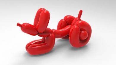 balloon dog2 art dog red candy jeff koons popart pet rescue wheels sculptures 3d print model - Mito3D