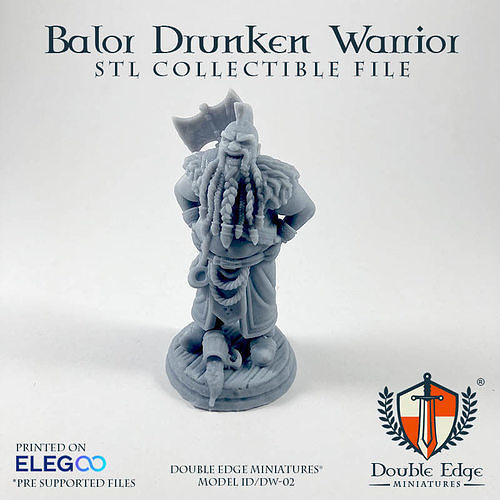 balor ivre guerrier dw 02 nain table jeu miniature peinture stl collectionner plateau jeux jouets planche 3D print model - Mito3D