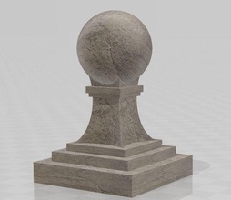 balaustre pelota remate clásico histórico arquitectura arquitectónico exterior antiguo decoración pedestal edificio roca florido arte escalera casa 3d print model - Mito3D