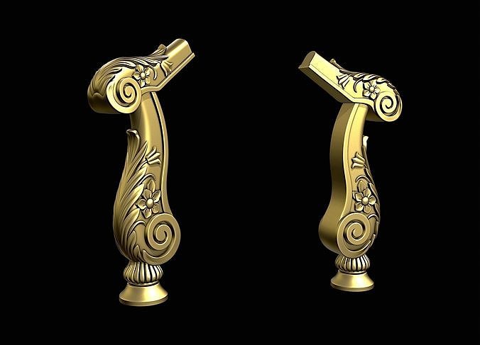 baluster stair post barocco carved carving classic cnc column decor finishes newel ornament pillar staircase stanchion wood first balustrade house furniture 3D print model - Mito3D
