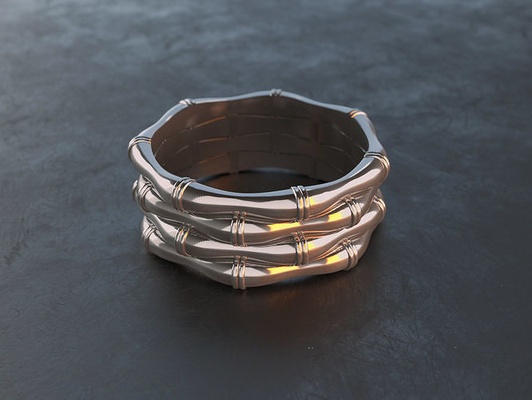bamboo shaped anel joalheria design joias rinoceronte keyhot ouro imprimível jóia jóias cafajeste argolas 3d print model - Mito3D