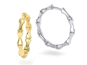 bamboo hoop earrings 3dmodel earring usa canada jewelry 3dprinting europe uk asia gold 3d jewel silver wax 3d print model - Mito3D