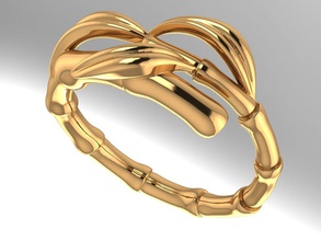 bambooring Schmuck Kunst Mode Ringe Silber gold gem diamond 3d print model - Mito3D