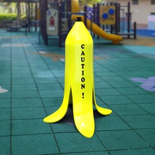 banana wet caution 3dprint peel sign floor cone slipery water plastic signage toys stl obj statue joke decorative art games 3d print model - Mito3D