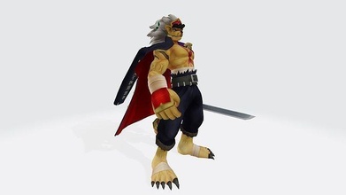 bancholeomon character wearing cape holding sword digimon monster anime cartoon model games toys 3d print model - Mito3D
