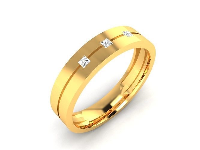 band 3dm render details jewellery jewelry ring gold diamond gem jewel printable precious women eternity casual wedding engagement men gents groom rings 3D print model - Mito3D