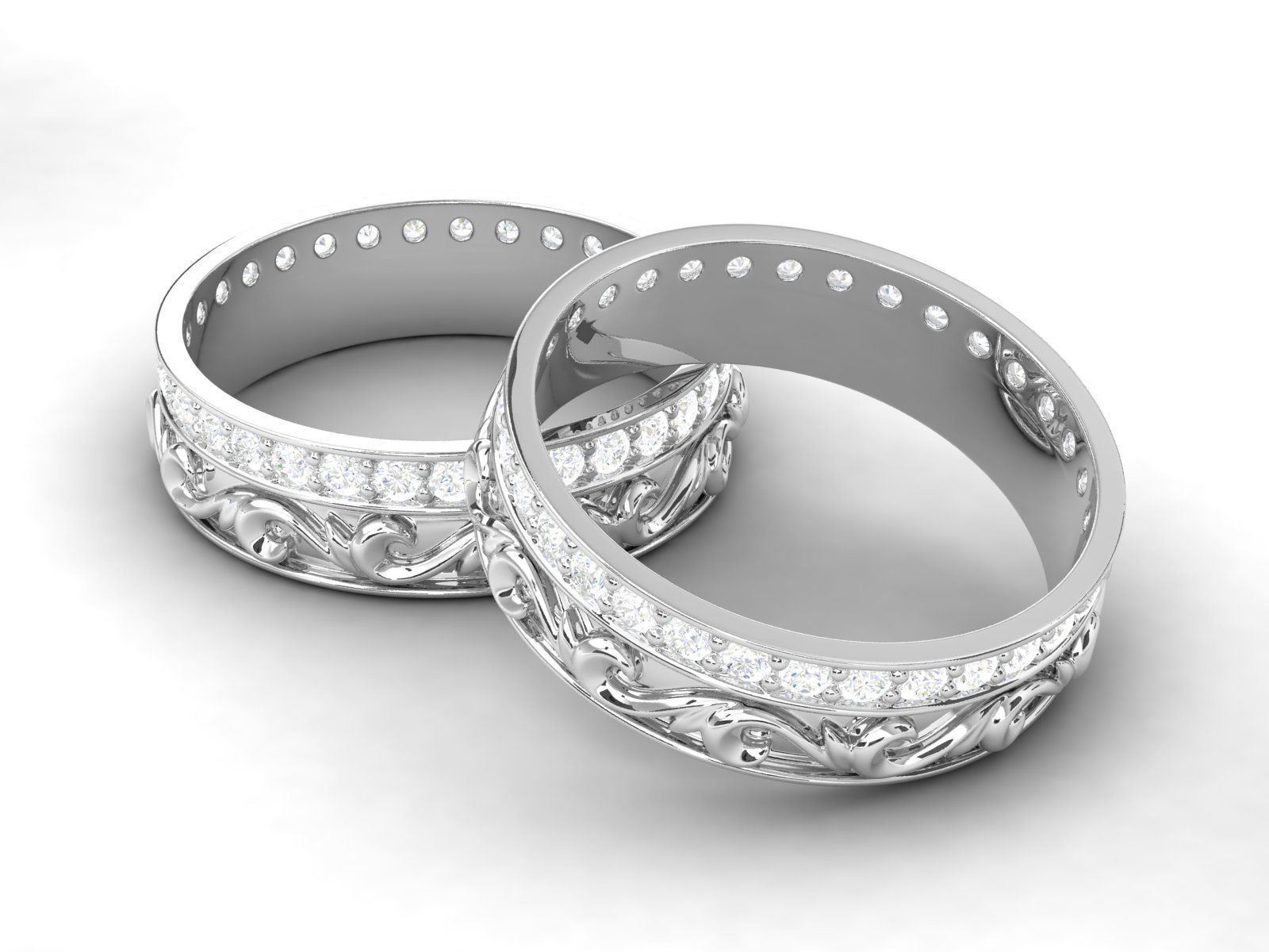band ring0017 gioielli diamante il canale di fidanzamento matrimonio giro modello inciso stampabile oro argento platin anelli 3D print model - Mito3D