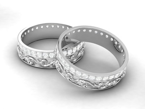 bande ring0017 bijoux la le diamant canal de l'engagement mariage ronde modèle gravé imprimable or d'argent platin les anneaux 3d print model - Mito3D