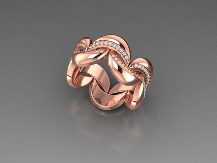 bande bague bijoux or mariage imprimable diamant luxe anneaux engagement mode goujat sterling bijou argent 3d print model - Mito3D