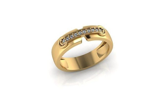 banda anillo joyería joya anillos compromiso bodas diamante Boda oro gentsring mujer caballeros novio señoras Moda 3d print model - Mito3D