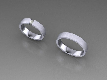 gruppo musicale squillare Fidanzamento nozze oro gioielleria stampabile diamante design anelli moda gioiello argento cad gemma 3d print model - Mito3D