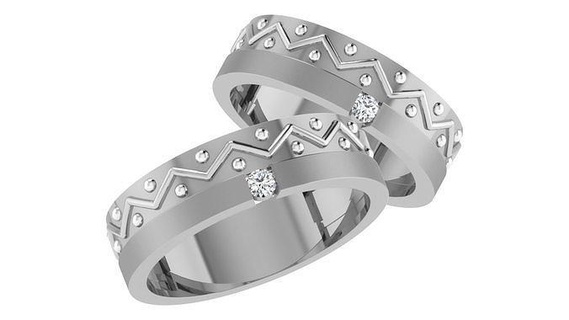 banda anillo 13 Pareja anillos combo imprimible platino diamante oro joyería joya plata solitario precioso novia novio Boda brillante compromiso lujo 3d print model - Mito3D