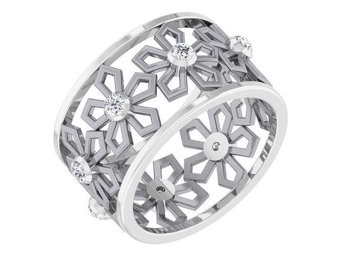 gruppo musicale squillare 18 anelli nozze gioielleria oro diamante bianca rosa fiore stampabile platino argento prezioso brillante lusso 3D print model - Mito3D