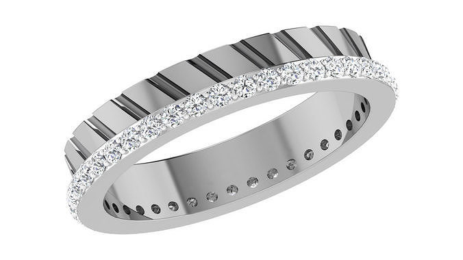 band ring - 4 rings printable platinum diamond gold jewelry silver precious wedding brilliant luxury 3D print model - Mito3D