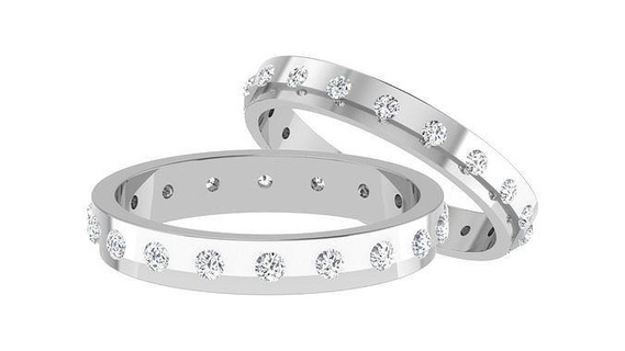 banda anel 44 casal argolas combo imprimível platina diamante ouro joalheria prata solitário gema precioso noiva noivo Casamento brilhante noivado luxo 3d print model - Mito3D