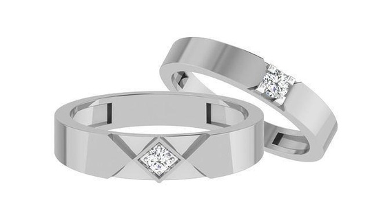 gruppo musicale squillare 45 coppia anelli combo stampabile platino diamante oro gioielleria argento solitario gemma prezioso sposa sposo nozze brillante Fidanzamento lusso 3d print model - Mito3D