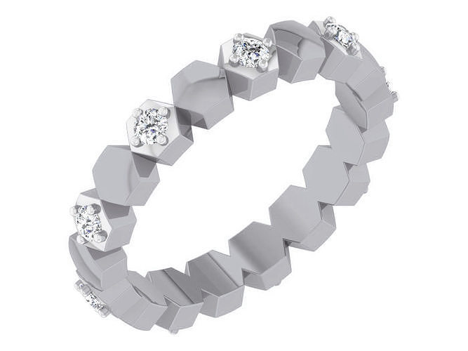 band ring - 5 rings wedding jewelry gold diamond white rose printable platinum silver precious brilliant luxury 3D print model - Mito3D