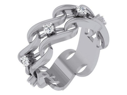 bande bague 7 anneaux mariage bijoux or diamant blanc Rose imprimable platine argent précieux brillant luxe 3d print model - Mito3D